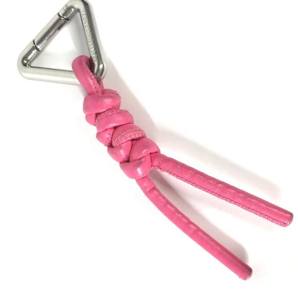 BOTTEGA VENETA Triangle Bag Charm Key Holder Leather pink - Picture 1 of 5
